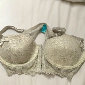 Sexy Little Things silver white balconet bra. 6 hooks in front. Size 34B